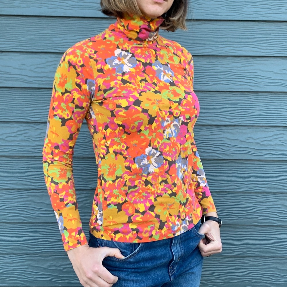 J. Crew paper-thin floral turtleneck